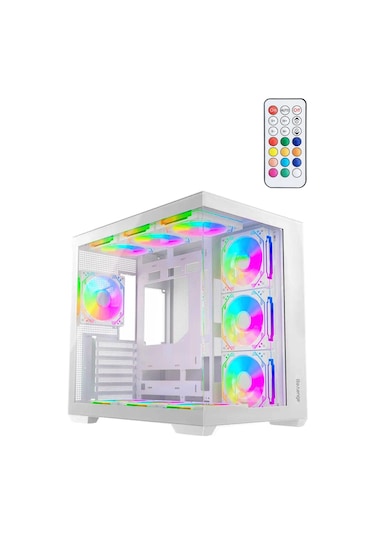 Revenge Supernova 7 RGB Fanlı ATX Temperli Cam Panel Akvaryum Kumandalı Gaming Bilgisayar Kasası Beyaz