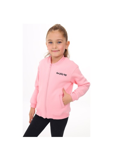Toontoy Kız Çocuk Nakışlı Hırka Pembe