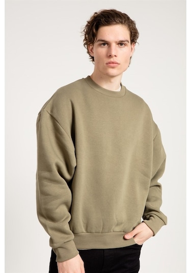 Jahr Marc Basic Oversize Haki Erkek Sweatshirt Haki