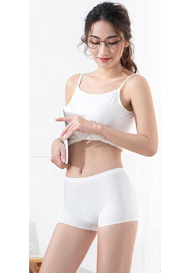 Royaleks Kadın Dikişsiz Görünmez Iz Yapmaz Mini Şort Boxer Siyah-Beyaz-Ten 3 Adet Çok Renkli