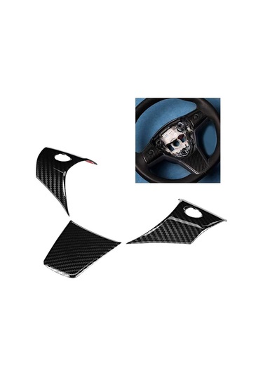 Springsun Tesla Model Y İçin Abs Direksiyon Sticker Seti - Siyah, 17x9x8cm, 3 Adet