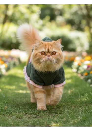 Bunnypop Kapüşonlu Kedi Elbisesi Yeşil & Pembe