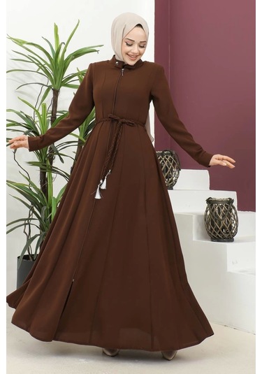 Burgu Kemerli Dokuma Kumaş Mevsimlik Mevlana Ferace - Taba / F0131 Taba