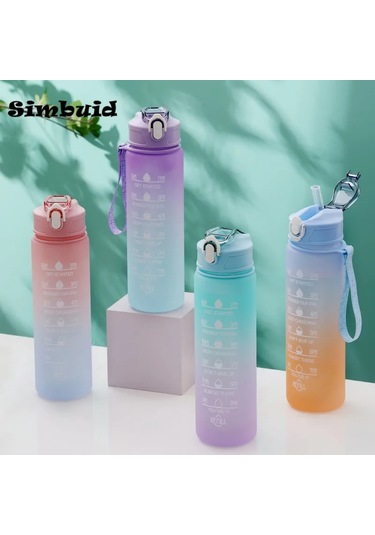 600ml/750ml/1000ml Spor Şişesi Zaman Ölçeği İle Açık Degrade Renk İçme Suyu 600ml Green-d 600ml To 1000ml 600ml Green-d