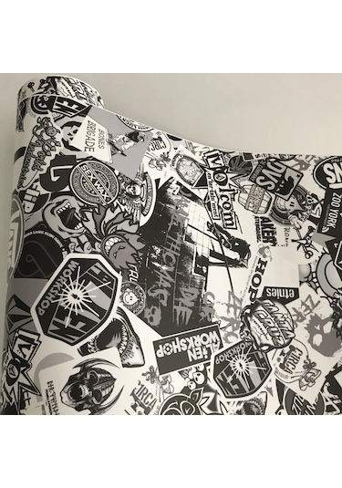 50x300 Cm Kendinden Yapışkanlı Araba Sticker Bomba Wrap Folyo Jdm Kafatası Graffiti Karikatür No 3 50cm X 200cm 1 Piece Set
