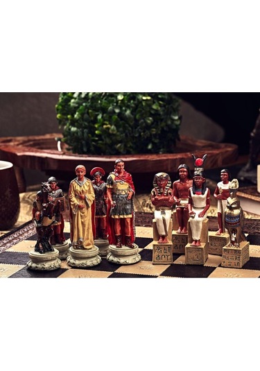 Mısır - Roma Temalı Orta Boy Lüks Satranç Ve Yenigün Satranç Tahtası