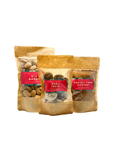 Guruyemiş Box Tatlı Atıştırmalık Tadım Paketi Badem 400 G İncir 200 G Sakızlı 200 G