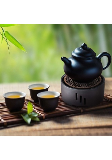 Seramik Çaydanlık Isıtıcı Mum Isıtıcı Metal Standlı Çay Ocağı Sütlü Çay