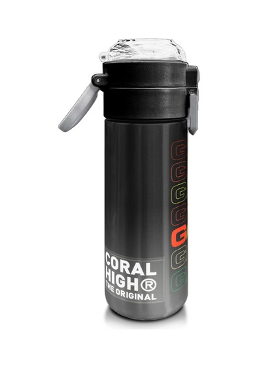 Coral High Kids Siyah Gri Gamer Desenli Pipetli Ve Direkt İçim Çelik Termos 500 Ml 31853 Gri - Sarı