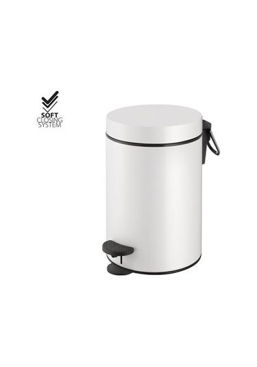 Sanco Çöp Kovası, Pedallı, Soft, 3lt - Mat Beyaz Mat Beyaz