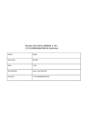 Kendal Khl007 Led Kafa Lambası 3 7w 3,7v1200mahbatarya - Beyaz Siyah - Turuncu