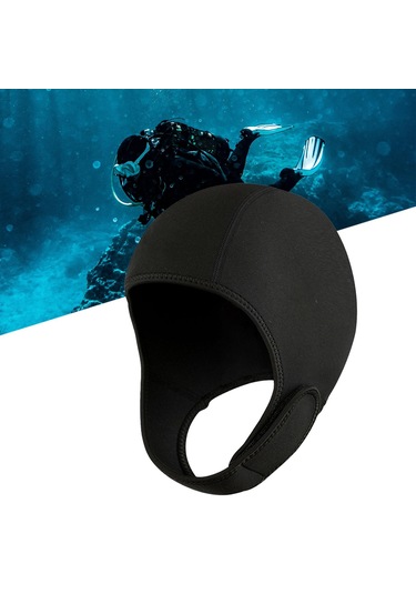 Suntek Scuba Diving Hood 2mm Neopren Dalış Wetsuit Sörf Siyah Siyah