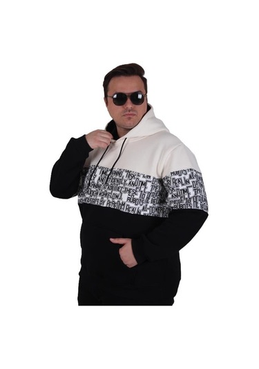 Starbattal Büyük Beden Kapüşonlu 3ip Sweat Transforming 25713 Bej Bej