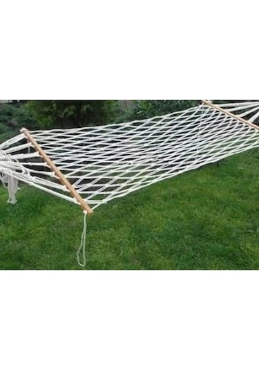 Tek Kişilik Çift Makrome Örgülü Pamuk Hamak Salıncak 95x220 Cm Beyaz