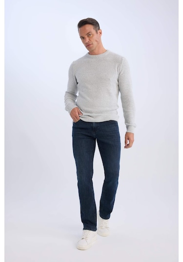 DeFacto Standart Fit Normal Kesim Bisiklet Yaka Dokulu Basic Düz Triko Kazak R1175AZ24WNGR210