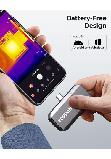 Topdon Ts001 256x192 Ir Çözünürlüklü Termal Kamera Android İçin 9mm Ayarlanabilir Odaklı Lensli