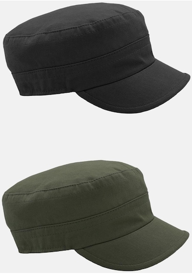 Erkek Fidel Castro Şapka 2'li Kep Rozet Detaylı Kasket - Haki - Siyah