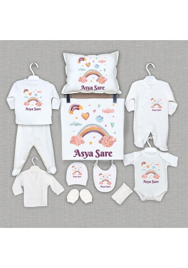 Bebeqon Bbqn1046 İsme Özel 11'li Organik Hastane Çıkışı Çok Renkli