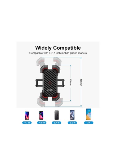 Joyroom Jr-Zs288 4.7-7 Inç Cep Telefonları Için Bisiklet Telefon Gidon Tutucu Braketi - Siyah