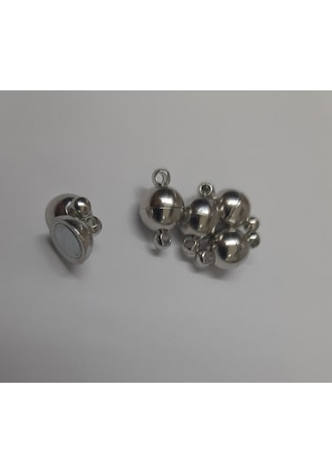 5 Adet 8Mm Mıknatıslı Kolye Kilidi Gümüş