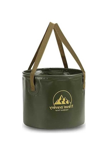 Prestigegoods Çok Amaçlı Taşınabilir Katlanır Depolama Kovası, 10 Litre, Kamp Piknik İçin Yeşil Yeşil