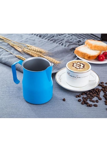 Suntek Espresso Süt Köpürtme Sürahisi Paslanmaz Latte Art 750ml-mavi