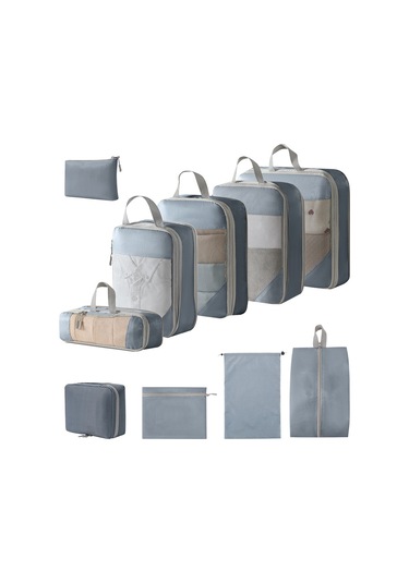 Tangshopping Seyahat Sıkıştırma Ağ Depolama Kitigri Yıkama Dijital Düz Bağcıklı Ayakkabı Çantası 10 Parça Set