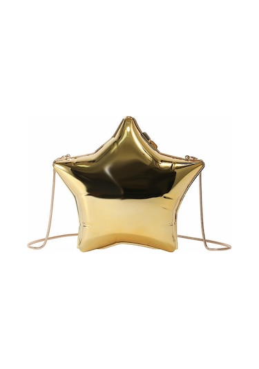 Yuntech01 Bayanlar İçin Altın Yıldız Desenli Akrilik Askılı Çanta - 20x18 Cm Çok Renkli