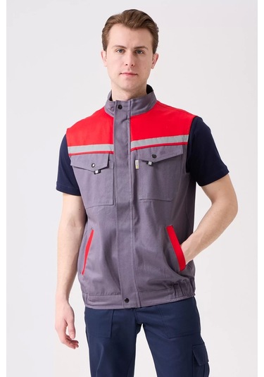 İş Yeleği Gabardin Kumas Yazlık Grikırmızı Reflektörlü Royal Hafif Nefes Alabilir Çok Cepli Gri-kırmızı İş Yeleği Gabardin Kumas Yazlık Grikırmızı Reflektörlü Royal Hafif Nefes Alabilir Çok Cepli Gri-kırmızı