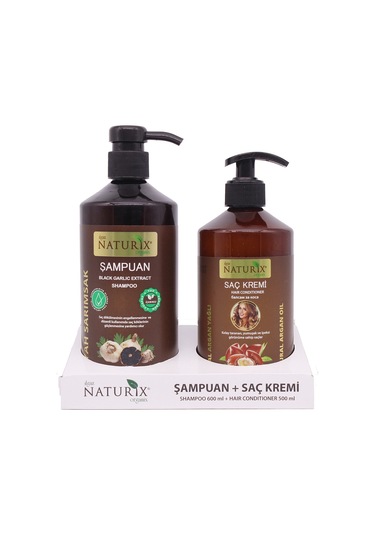 Naturix Tuzsuz Siyah Sarımsak Şampuan 600 ML + Argan Krem