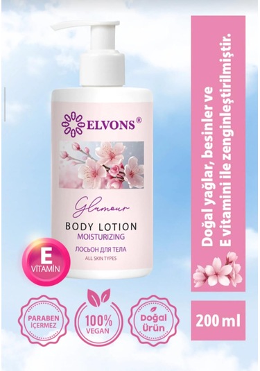 Elvons Nemlendirici Vücut Losyonu - Shea Yağı / E Vitamini Glamour 200 Ml