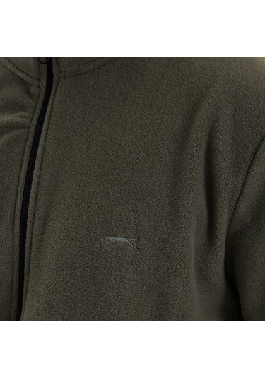 Slazenger KADMOS Erkek Fermuarlı Dik Yaka Cepli Haki Polar