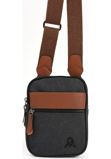 Kanvas Kumaş Telefon Çantası Erkek Postacı Çanta 20 12 Cm Çapraz Askılı Omuz Çantası Mega Çanta Taba