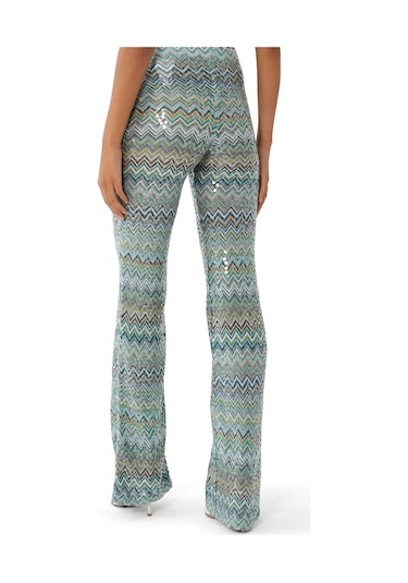 Missoni Zigzag Desenli Rahat Pantolon Yeşil Çoklu