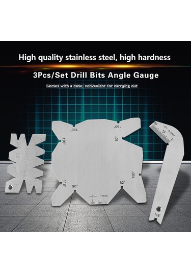 Ximistore9 Stainless Steel Açı Ölçer Seti 3'lü - Matkap Uç Açısı 60 -160 Ve Vida Kontrolü, Taşınabilir Kutu İçerisinde