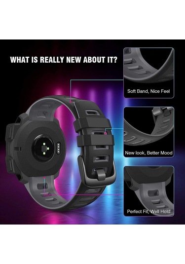 Garmin Instinct Taktik / Gelgit / Esports İçin Uygun Çift Renkli Silikon Saat Kayışı Garmin Instinct2 Solar Yedek Bilek Kayışı