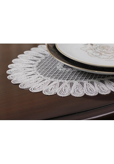 Amerikan Servis Supla Ve Runner Seti 8 Kişilik Set Nakışlı Vivien Bej