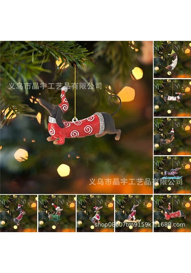 Ranyeek Akrilik Sosis Köpek Figürlü Noel Ağacı Süsü, Ev Dekorasyonu, Partiler İçin Takıt, Konforlu Ev Ortamı, Dayanıklı Malzeme, Kolay Kullanim, Jy-3