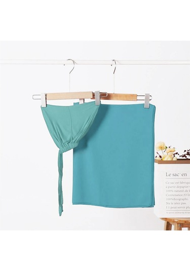 Noenname Null Kadın Şifon Başörtüsü & Jersey Undercap Seti - 2 Parçalı Turkuaz