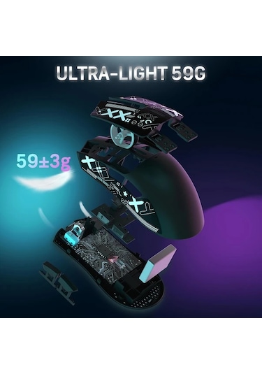 Besthome1 Attack Shark X11 Siyah Ve Kablosuz Rgb Şarj Tabanlı Oyun Faresi 3 Mod 22400 Dpı Pc Mac Besthome1