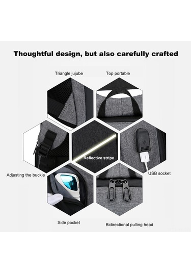 Yifomall Usb Şarj Cihazlı Geniş Kapasiteli Sırt Çantası - Su Geçirmez, 17" Bilgisayar & Tablet Taşıma, Gri Gri