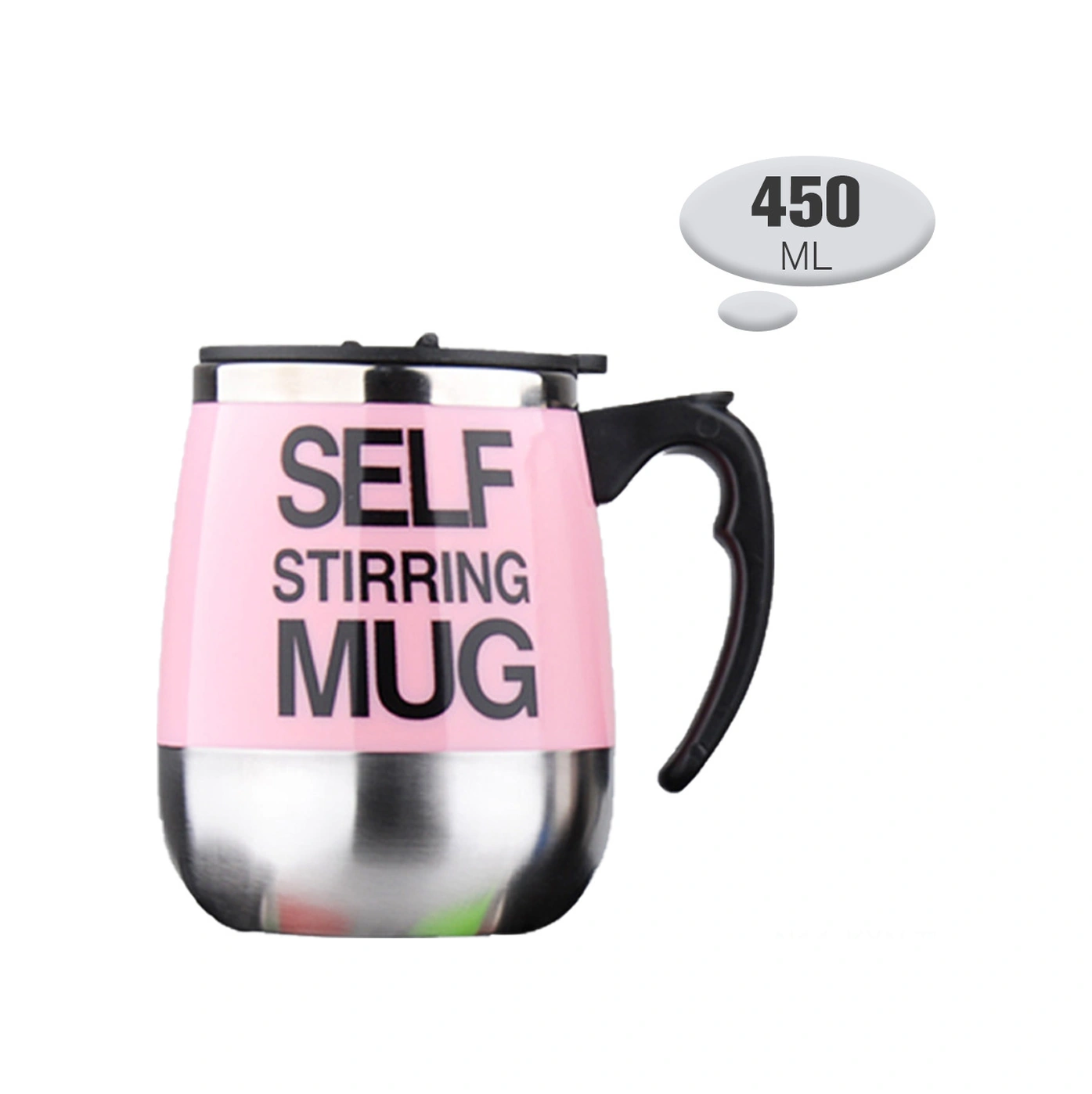 Kosona Otomatik Karıştırıcı Çelik Kupa, 450ml, Tek Tuş İle Kahve/çay Karıştırır, Pembe Pil Dahil Değil Diğer