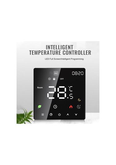 Yifomall Siyah Akıllı Su Isıtma Termostati, Wifi Ve Ses Kontrol, 3a Akıllı Mod, Dokunmatik Renkli Lcd Ekran, Ip20 Koruma, Ev Ofis İçin