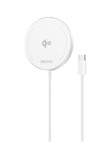 Yesıdo Ds24 Qı2 Yuvarlak Manyetik Kablosuz Şarj Cihazı Telefon Tipi-c Kablo Şarj Pedi Beyaz BEYAZ