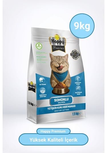 Happy Somonlu Kuru Kedi Maması 9 KG