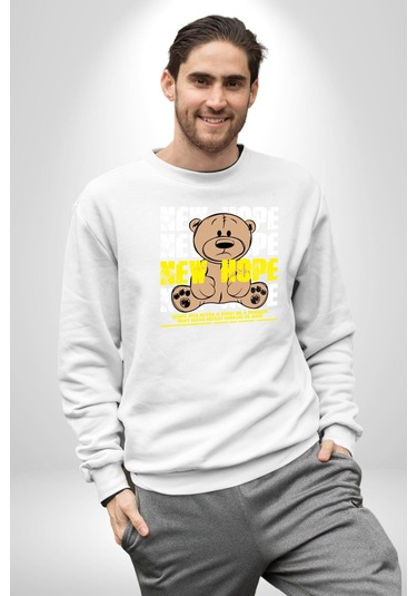 Yeni Umut Unisex Beyaz Sweatshirt Beyaz