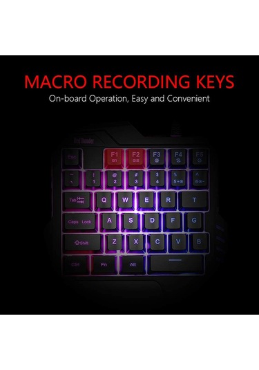 Xindoker "35 Tuşlu Renkli Aydınlatmalı Tek Elle Oyun Klavyesi - Usb Bağlantılı Ve Makro Kayıt Özellikli"
