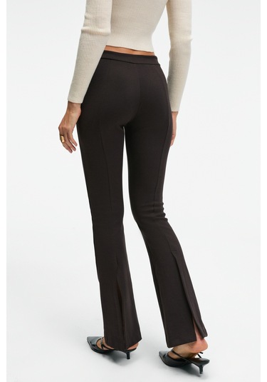 Grımelange Lysavıne Kadın Esnek Kumaşlı Slim Fit Koyu Kahverengi Pantolon Koyu Kahverengi