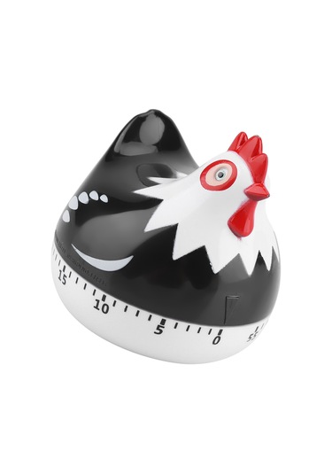 Xindoker Küçük Tavuk Desenli Mekanik Mutfak Zamanlayıcı - 55 Dakika Geri Sayım, Yüksek Sesli Alarm, Pp Malzeme Siyah