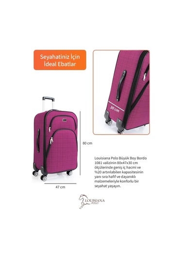 Büyük Boy 4 Teker Kumaş Valiz Pembe 1081 Pembe
